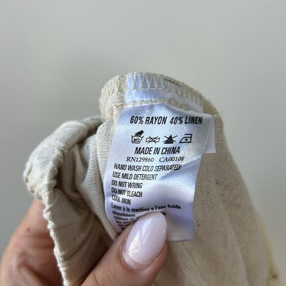 Rhythm Classic Drawstring Wide Leg Pants in Oat Linen-Blend Size 10 Gently Used - Picture 8 of 8